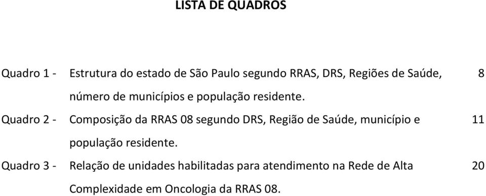 Composição da RRAS 08 segundo DRS, Região de Saúde, município e população residente.