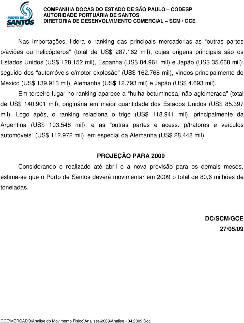 768 mil), vindos principalmente do México (US$ 139.913 mil), Alemanha (US$ 12.793 mil) e Japão (US$ 4.693 mil).