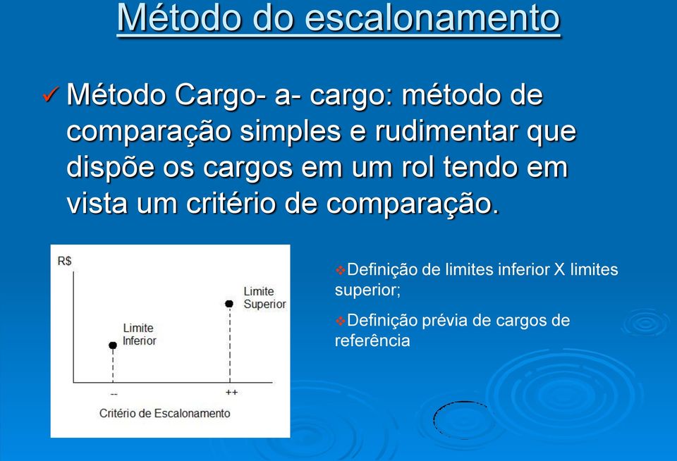 tendo em vista um critério de comparação.