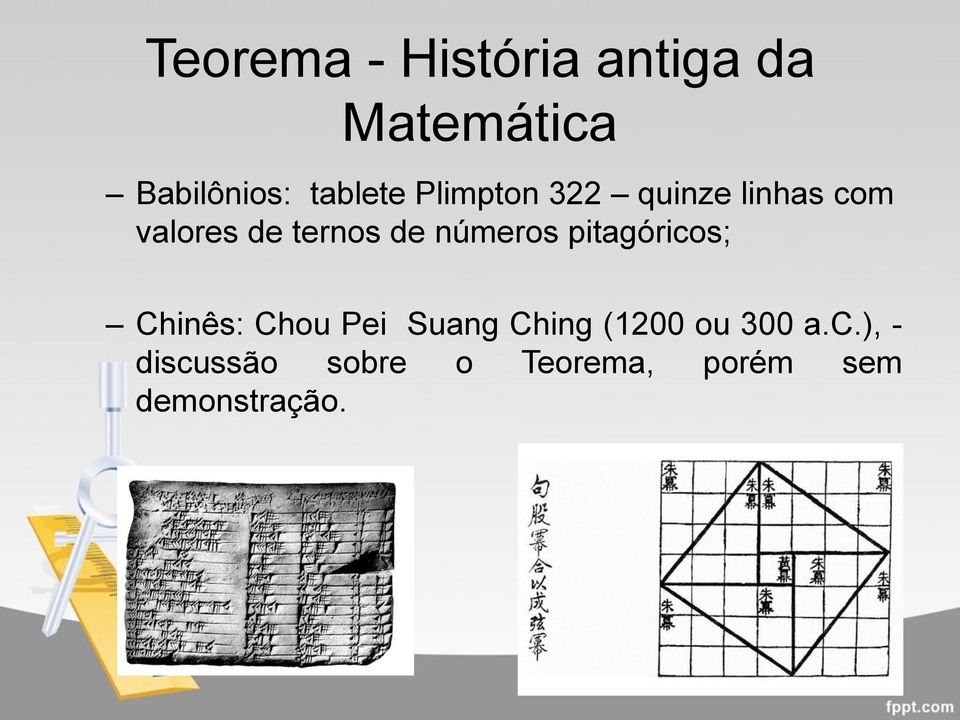 de números pitagóricos; Chinês: Chou Pei Suang Ching (1200