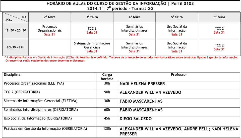 Os encontros serão estabelecidos entre docentes e discentes.