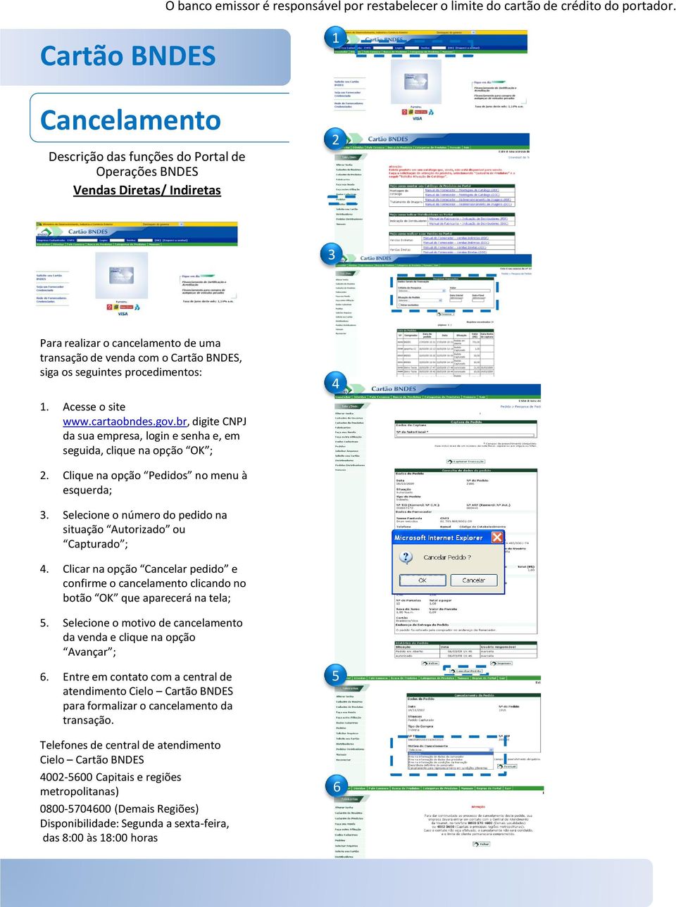 Acesse o site www.cartaobndes.gov.br, digite CNPJ da sua empresa, login e senha e, em seguida, clique na opção OK ; 4 2. Clique na opção Pedidos no menu à esquerda; 3.