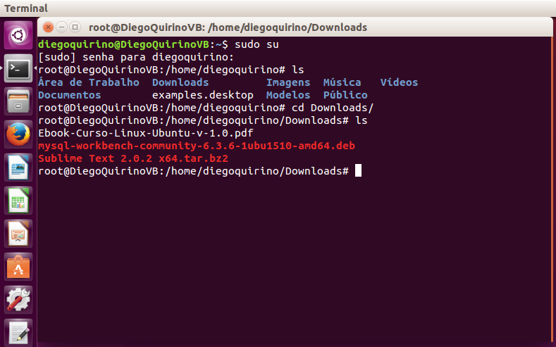 O modo console (terminal) Você pode acessar o terminal do Ubuntu (Linux): 1.