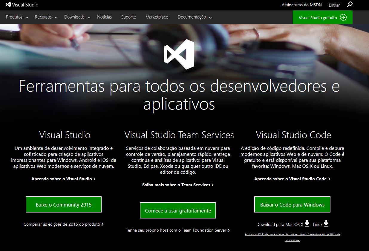 Instalação do Visual Studio Site