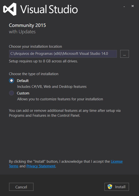 Instalação do Visual Studio