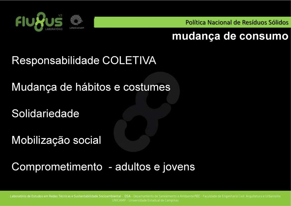 Mudança de hábitos e costumes Solidariedade