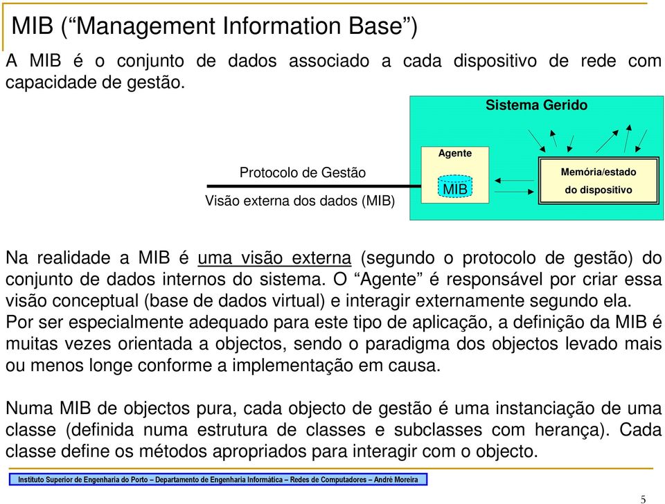 internos do sistema. O Agente é responsável por criar essa visão conceptual (base de dados virtual) e interagir externamente segundo ela.