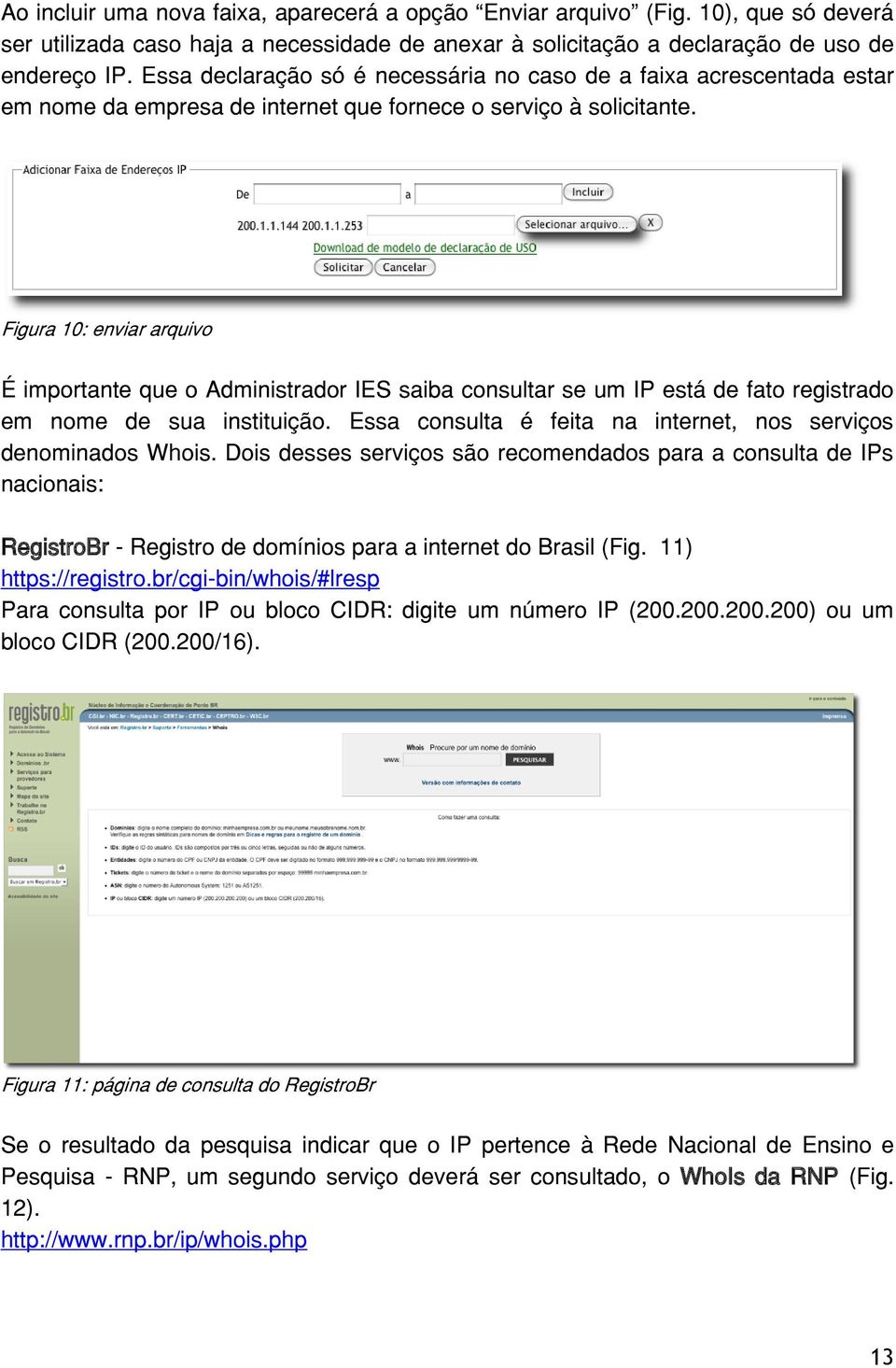 Figura 10: enviar arquivo É importante que o Administrador IES saiba consultar se um IP está de fato registrado em nome de sua instituição.