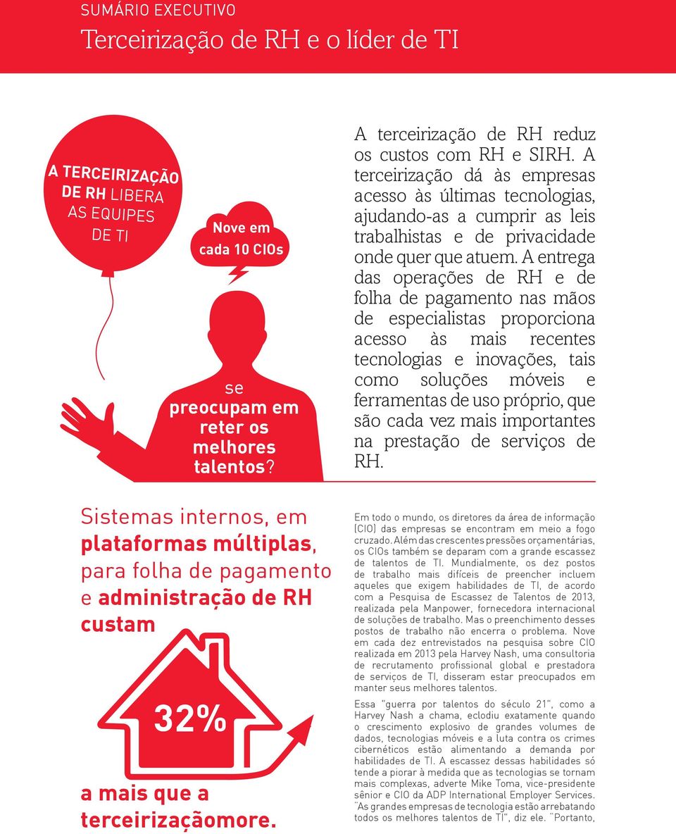 A entrega das operações de RH e de folha de pagamento nas mãos de especialistas proporciona acesso às mais recentes tecnologias e inovações, tais como soluções móveis e ferramentas de uso próprio,