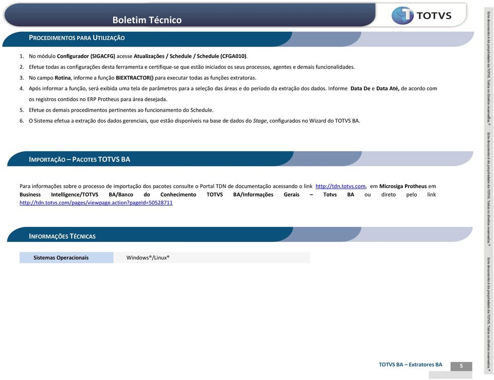 No campo Rotina, informe a função BIEXTRACTOR() para executar todas as funções extratoras. 4.