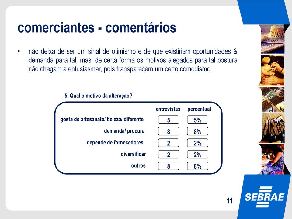 pois transparecem um certo comodismo 5. Qual o motivo da alteração?