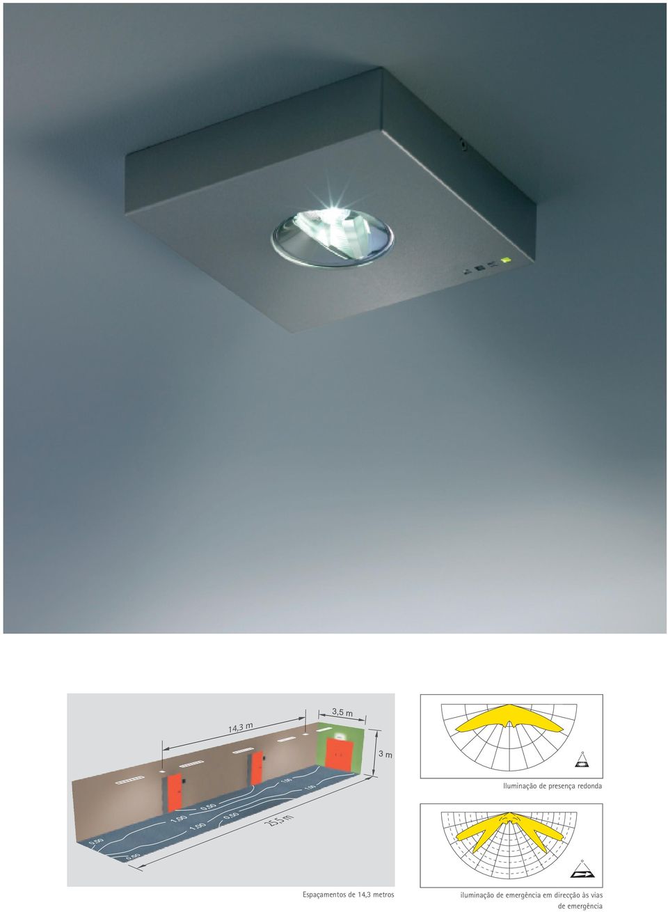 14,3 metros iluminação de