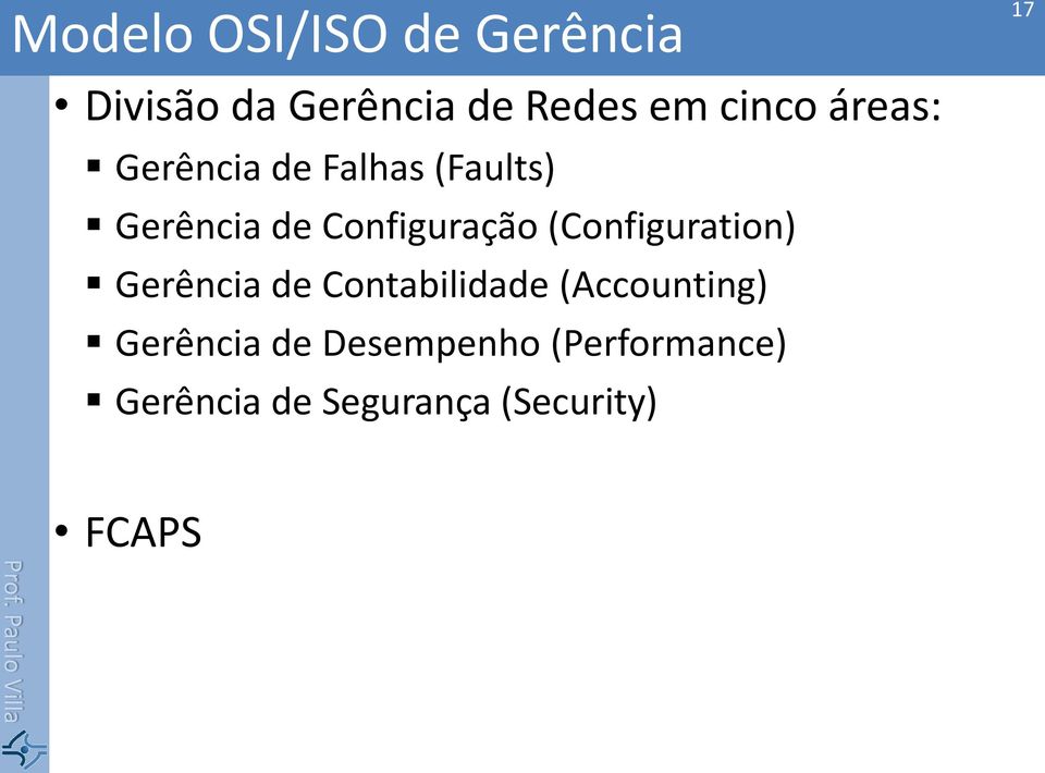 (Configuration) Gerência de Contabilidade (Accounting) Gerência