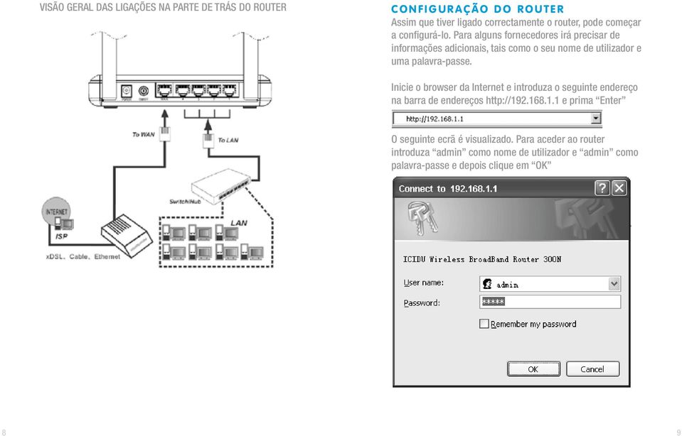 Para alguns fornecedores irá precisar de informações adicionais, tais como o seu nome de utilizador e uma palavra-passe.