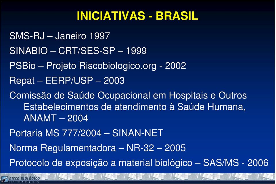 org - 2002 Repat EERP/USP 2003 Comissão de Saúde Ocupacional em Hospitais e Outros