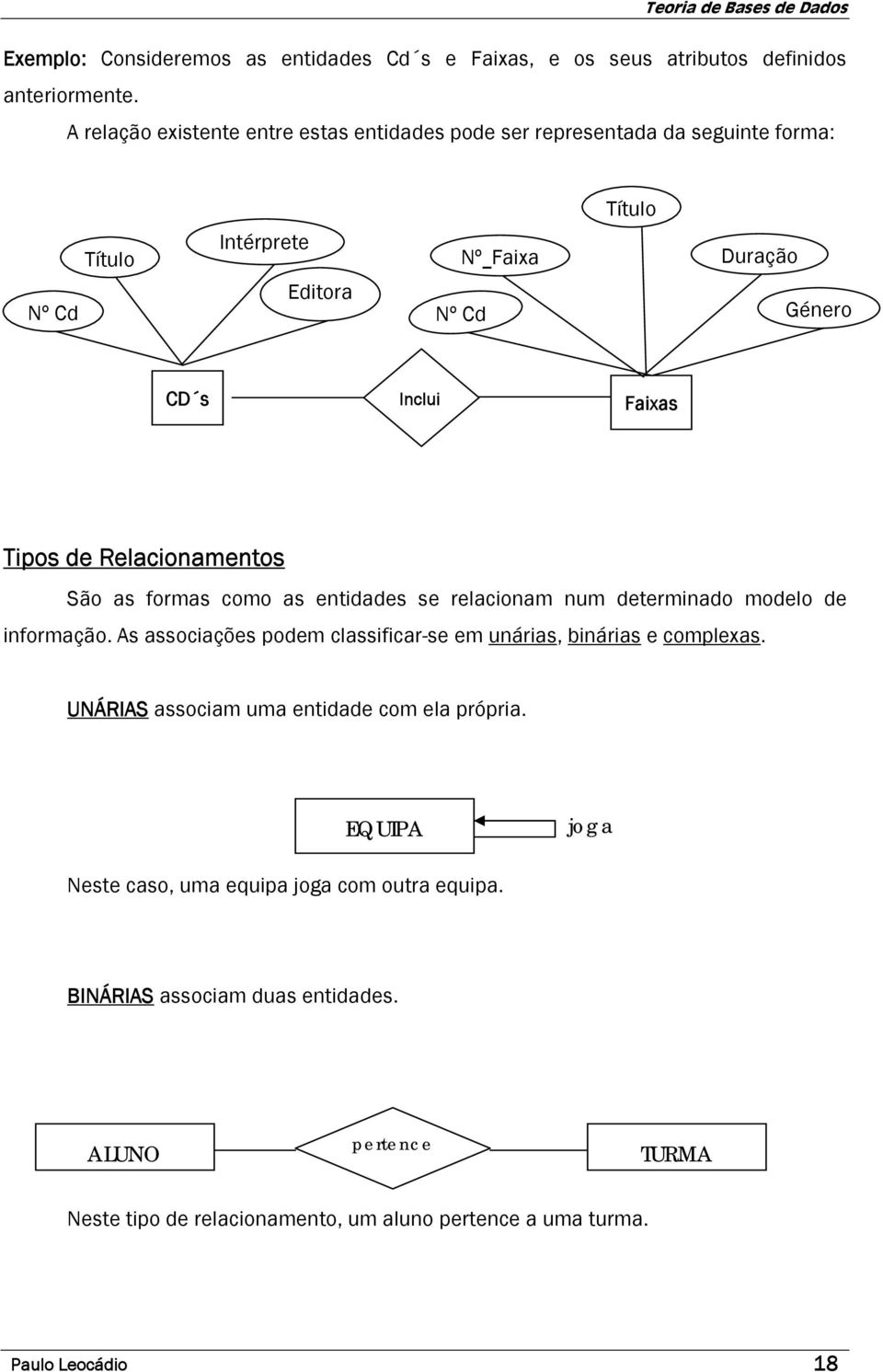 Tipos de Relacionamentos São as formas como as entidades se relacionam num determinado modelo de informação.