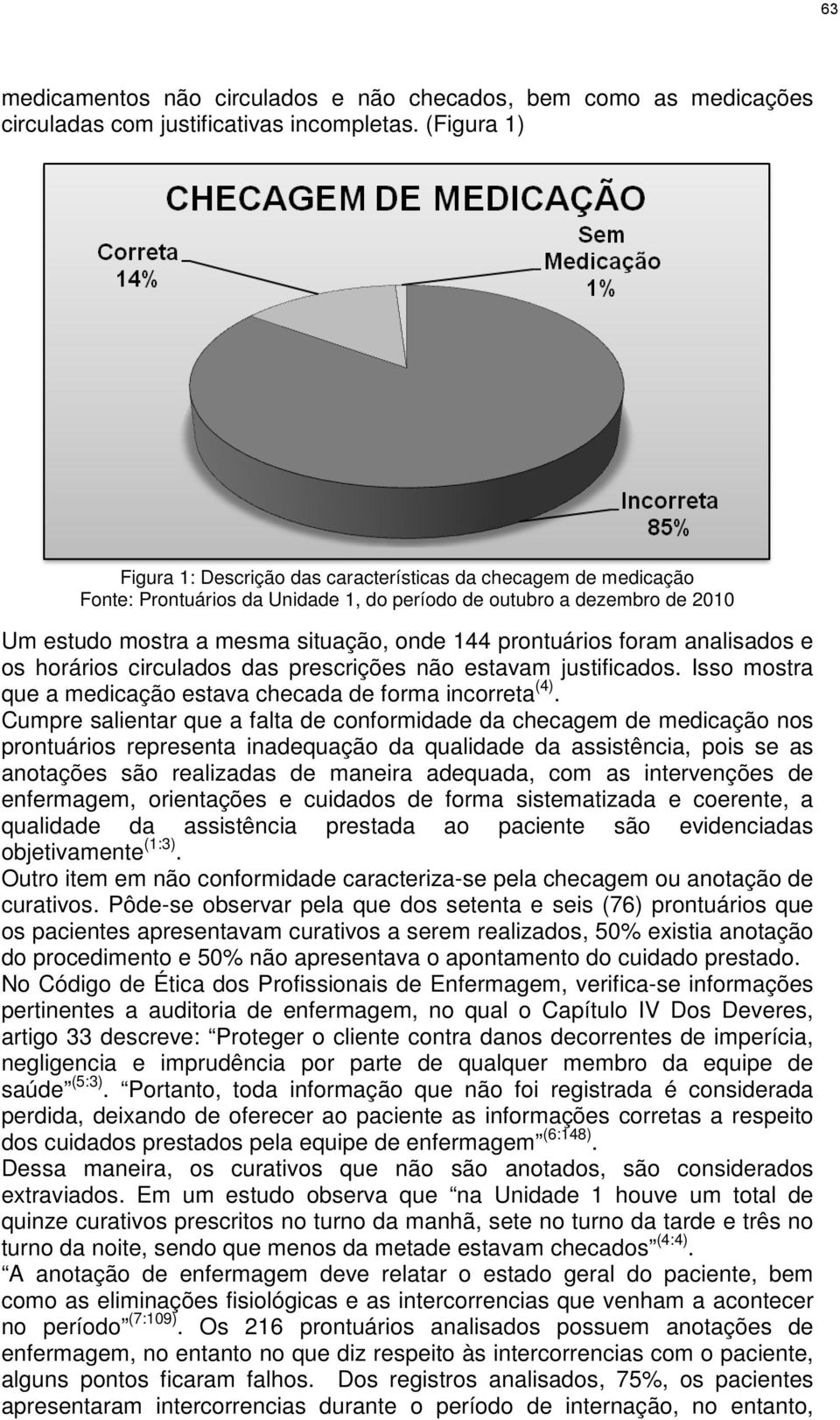 prontuários foram analisados e os horários circulados das prescrições não estavam justificados. Isso mostra que a medicação estava checada de forma incorreta (4).