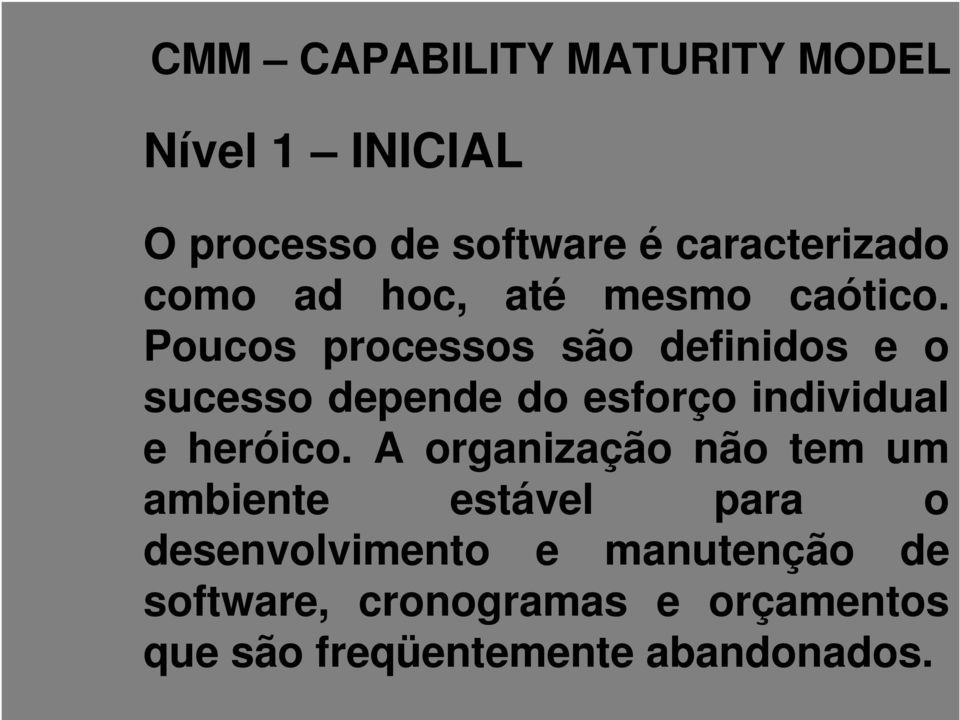 Poucos processos são definidos e o sucesso depende do esforço individual e