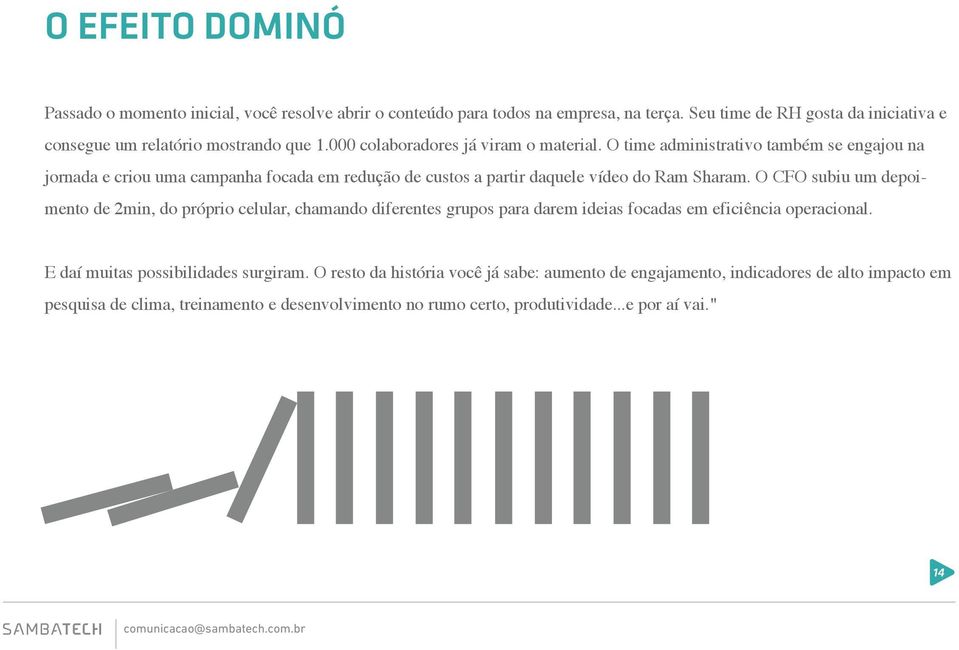O time administrativo também se engajou na jornada e criou uma campanha focada em redução de custos a partir daquele vídeo do Ram Sharam.