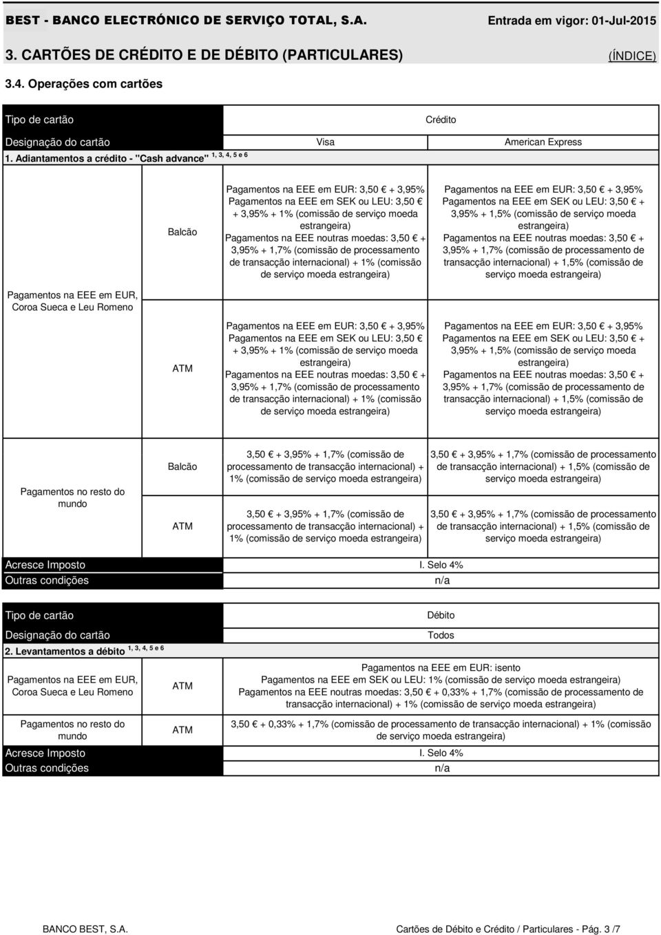 internacional) + 1% (comissão de serviço moeda Pagamentos na EEE em SEK ou LEU: 3,50 + 3,95% + 1,5% (comissão de serviço moeda 3,95% + 1,7% (comissão de processamento de transacção internacional) +