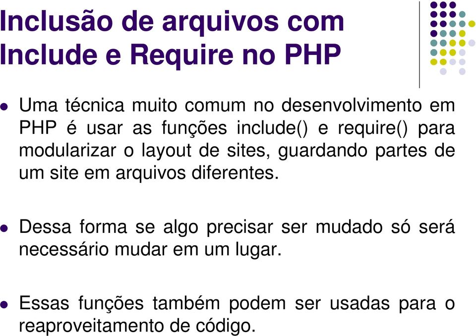 partes de um site em arquivos diferentes.