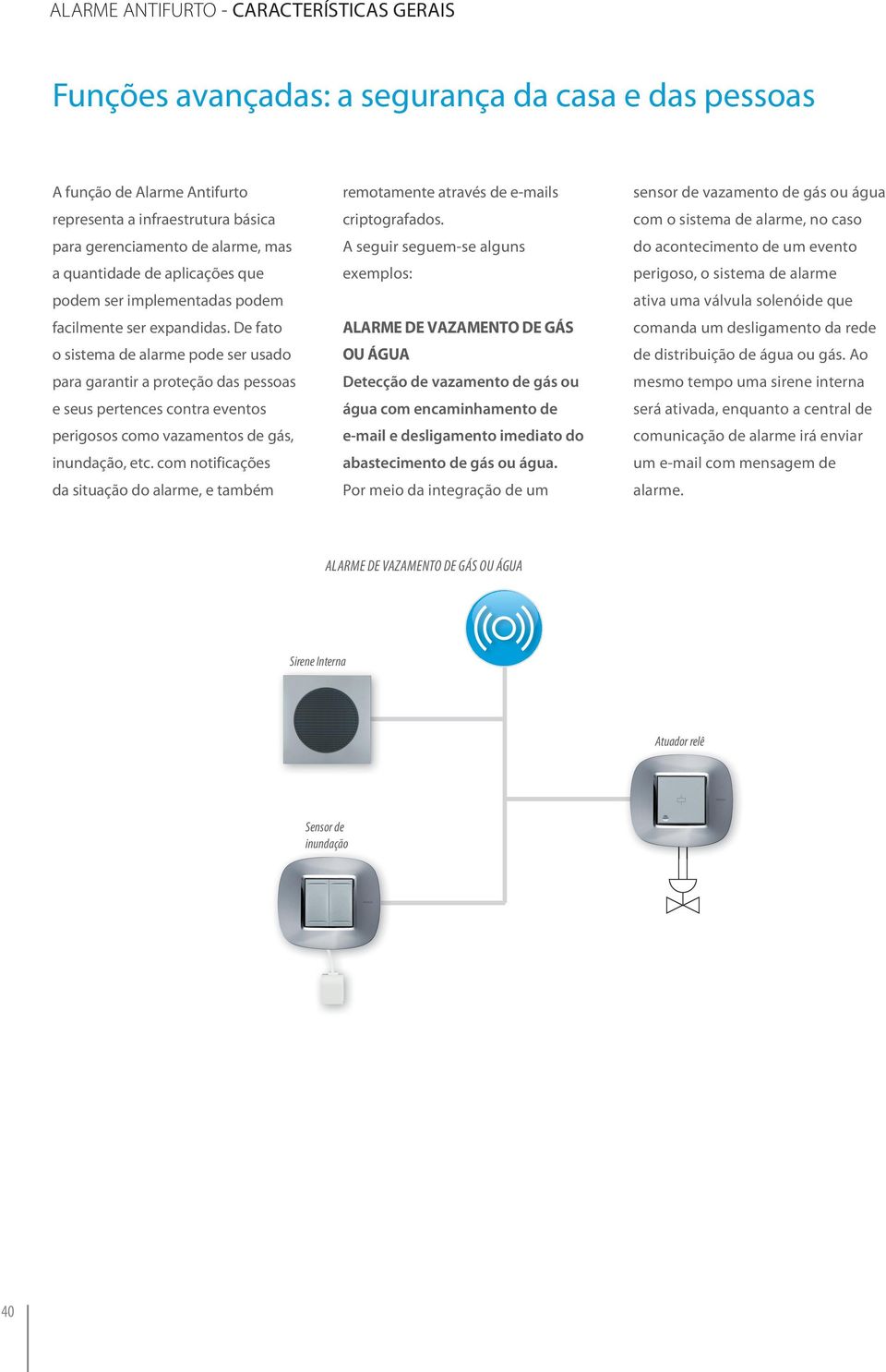 De fato o sistema de alarme pode ser usado para garantir a proteção das pessoas e seus pertences contra eventos perigosos como vazamentos de gás, inundação, etc.