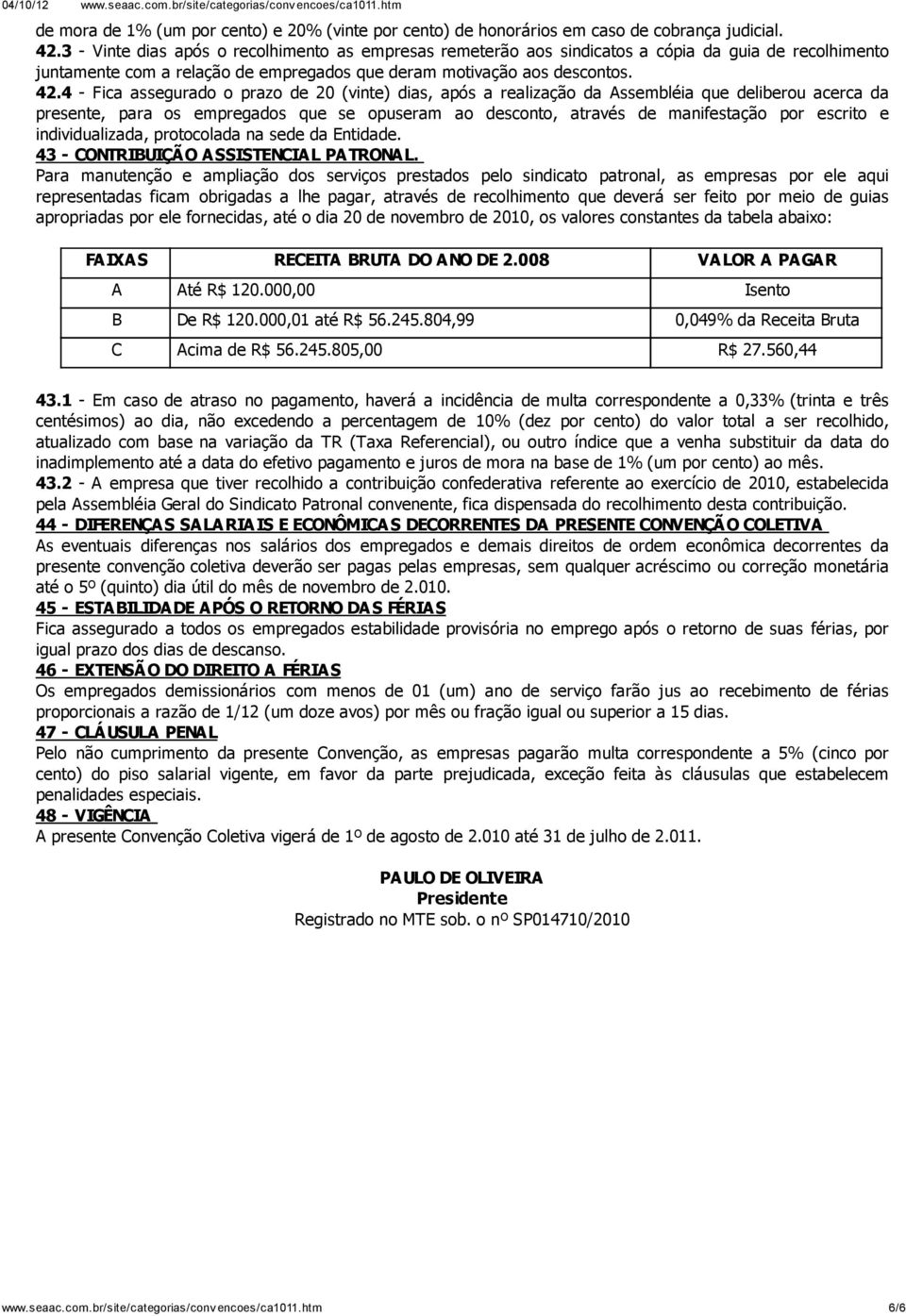 4 - Fica assegurado o prazo de 20 (vinte) dias, após a realização da Assembléia que deliberou acerca da presente, para os empregados que se opuseram ao desconto, através de manifestação por escrito e