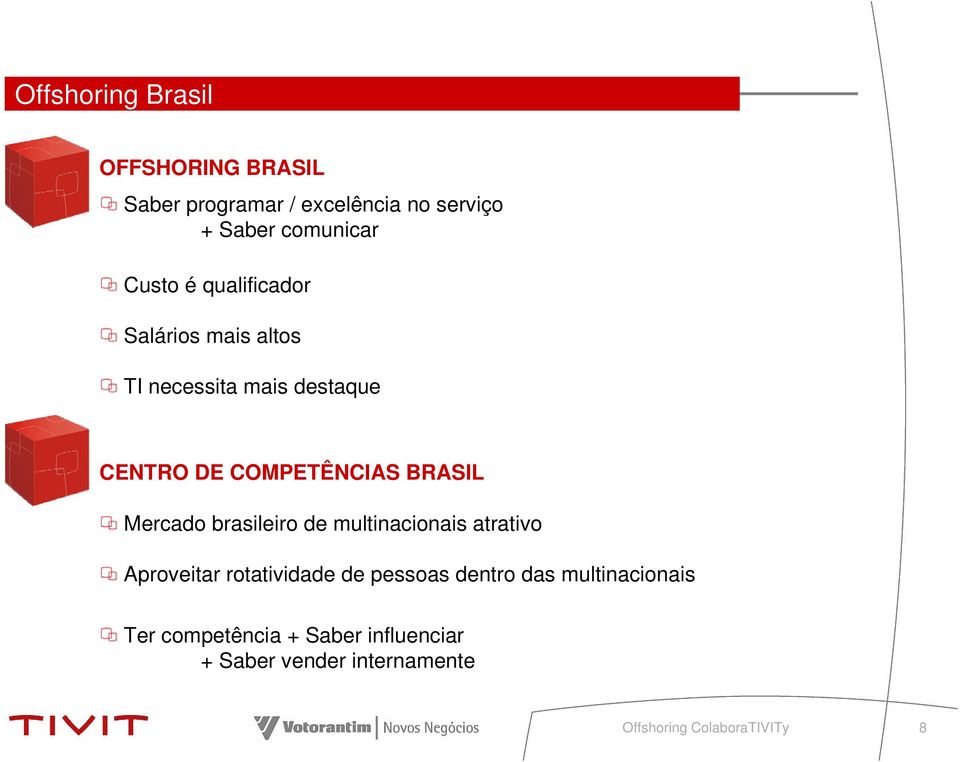 COMPETÊNCIAS BRASIL Mercado brasileiro de multinacionais atrativo Aproveitar rotatividade