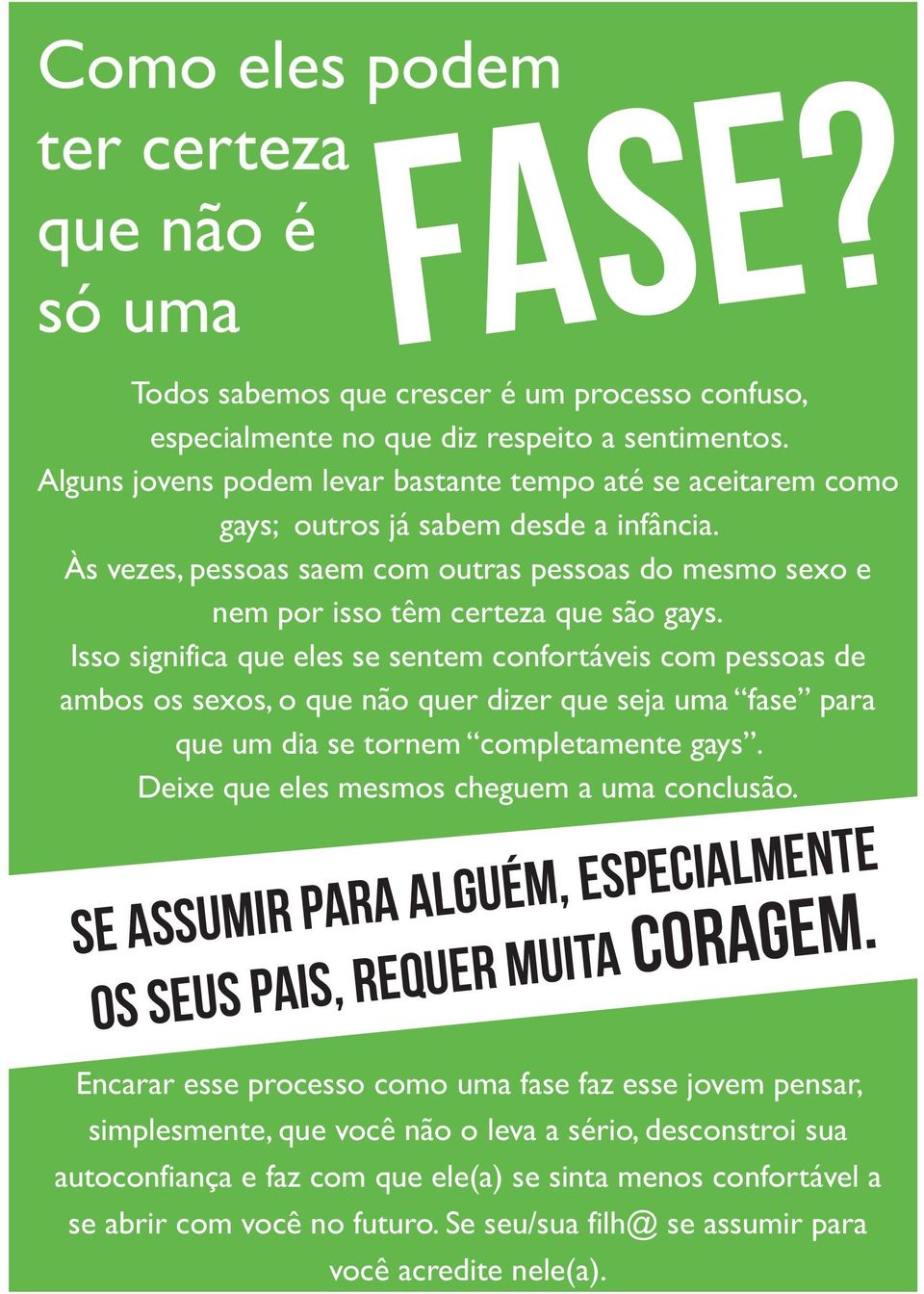 Isso significa que eles se sentem confortáveis com pessoas de ambos os sexos, o que não quer dizer que seja uma fase para que um dia se tornem completamente gays.