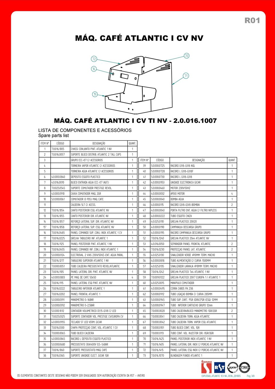 ) 8.0.0.04 SUPORTE COMUTADOR PRESTIGE REVOL. 9 4.0.000.090 CAIXA COMUTADOR MAQ. GR 0.0.000.00 COMUTADOR (3 POS.) MAQ. CAFE CALDEIRA LT C/ ACESS..0.0.04 CANTO POSTERIOR ESQ. ATLANTIC NV 3.0.0.0 CANTO POSTERIOR DIR.