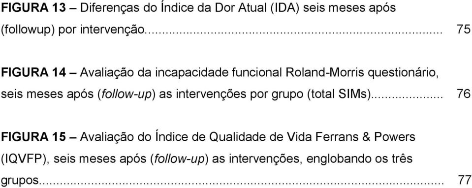 (follow-up) as intervenções por grupo (total SIMs).