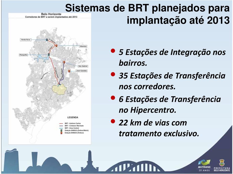 35 Estações de Transferência nos corredores.