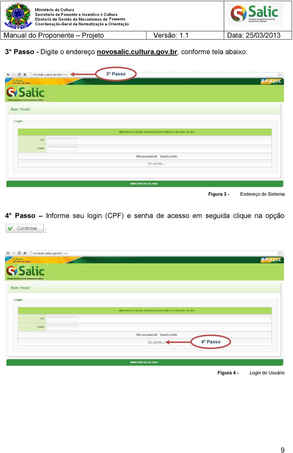 Sistema 4 Passo Informe seu login (CPF) e senha de acesso