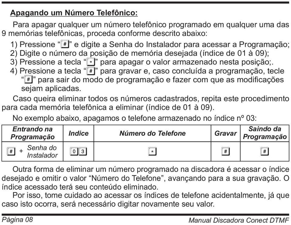 4) Pressione a tecla para gravar e, caso concluída a programação, tecle para sair do modo de programação e fazer com que as modificações sejam aplicadas.