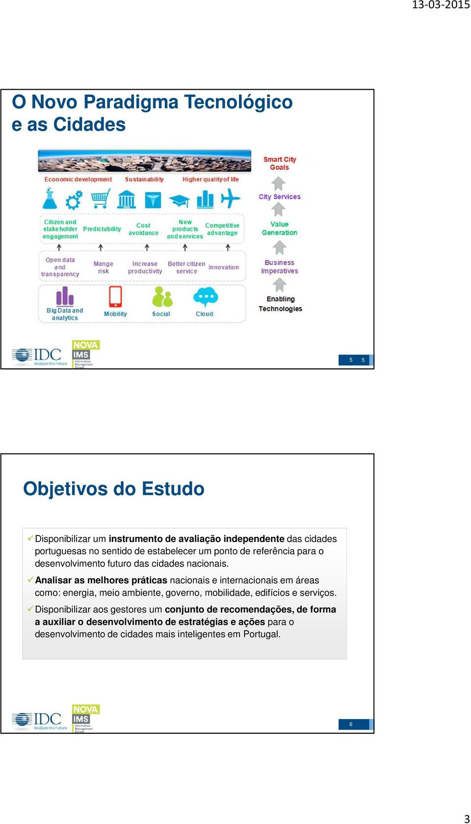 Analisar as melhores práticas nacionais e internacionais em áreas como: energia, meio ambiente, governo, mobilidade, edifícios e serviços.