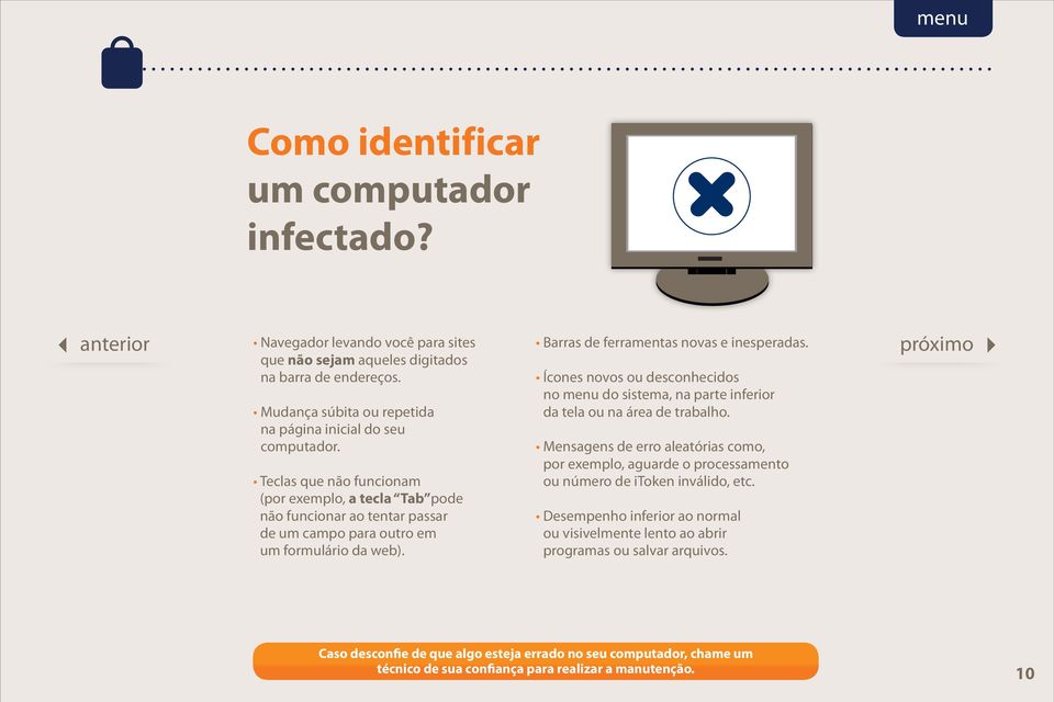 Ícones novos ou desconhecidos no menu do sistema, na parte inferior da tela ou na área de trabalho.