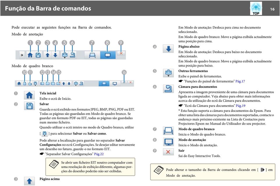 Qundo utilizr o ecrã inteiro no modo de Qudro brnco, utilize [ ] pr selecionr Slvr ou Slvr como. Pode lterr loclizção pr gurdr no seprdor Slvr Configurções no ecrã Configurções.