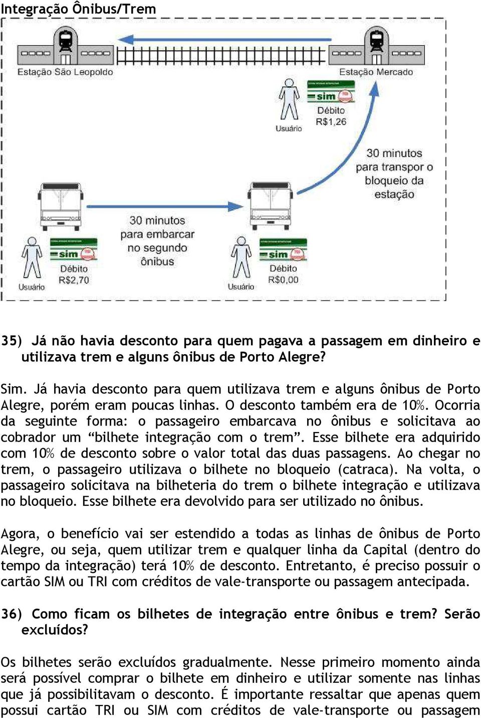 Ocorria da seguinte forma: o passageiro embarcava no ônibus e solicitava ao cobrador um bilhete integração com o trem.