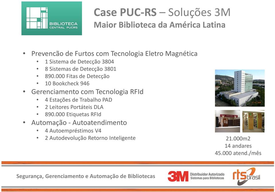 000 Fitas de Detecção 10 Bookcheck 946 Gerenciamento com Tecnologia RFId 4 Estações de Trabalho PAD 2