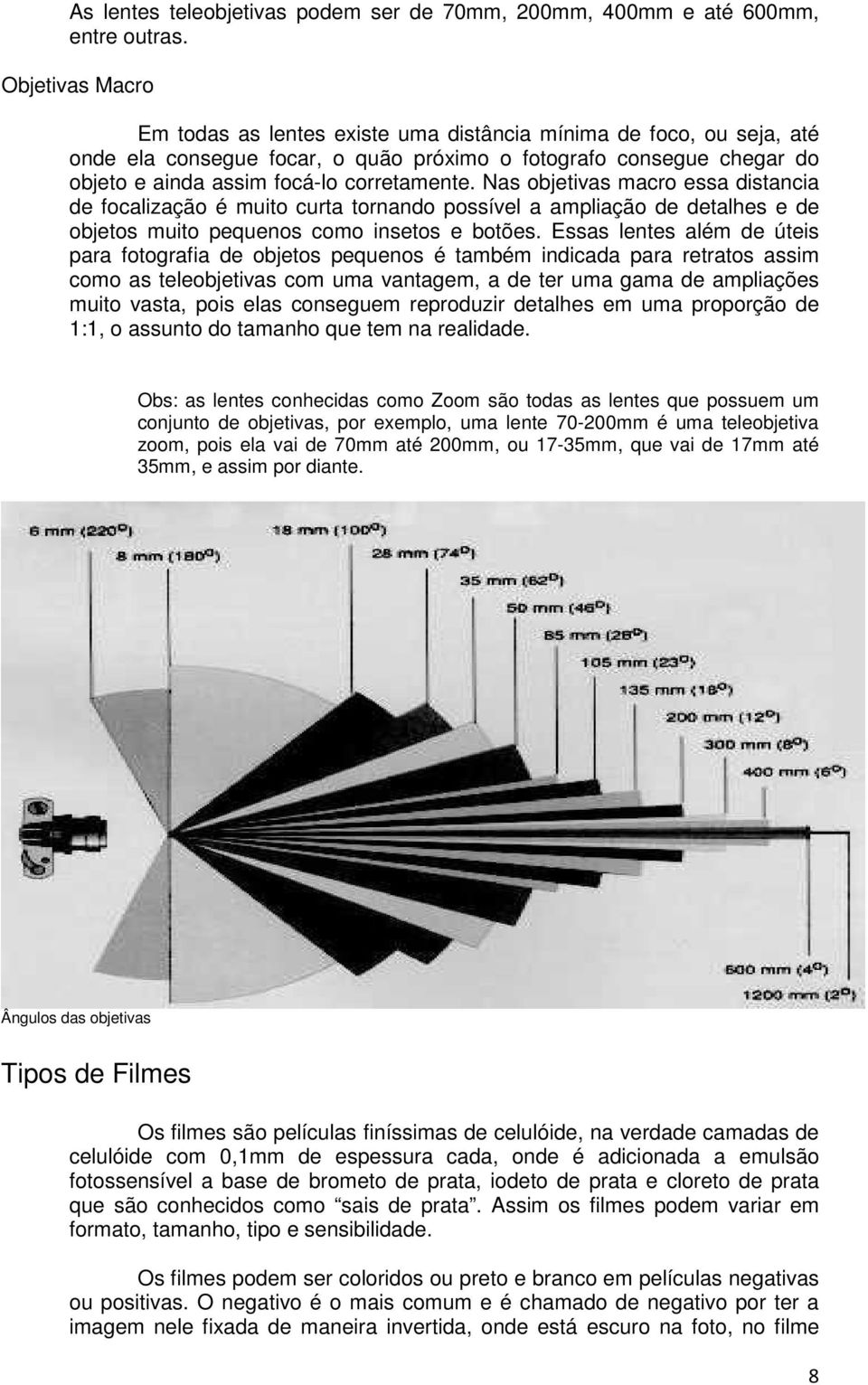 Nas objetivas macro essa distancia de focalização é muito curta tornando possível a ampliação de detalhes e de objetos muito pequenos como insetos e botões.