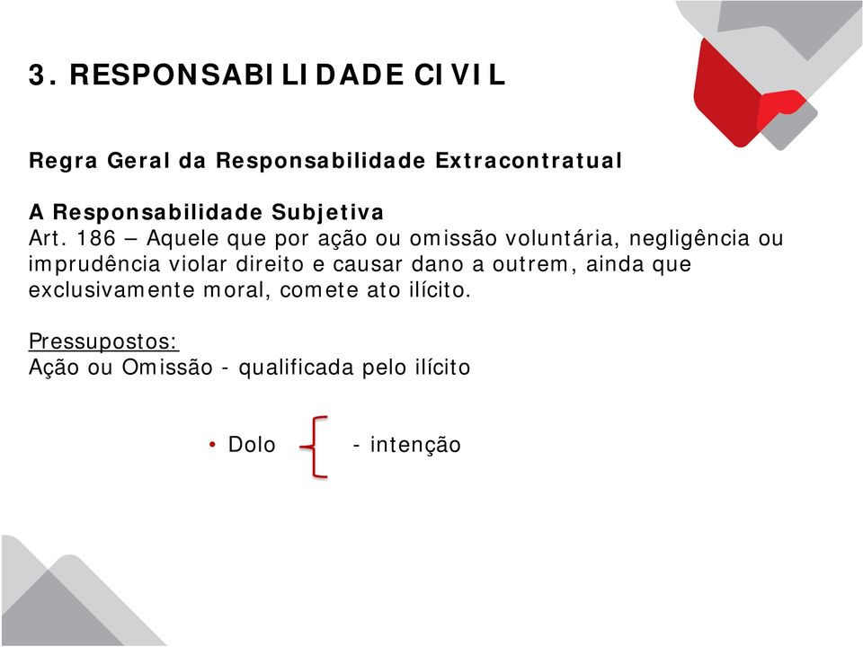 186 Aquele que por ação ou omissão voluntária, negligência ou imprudência violar