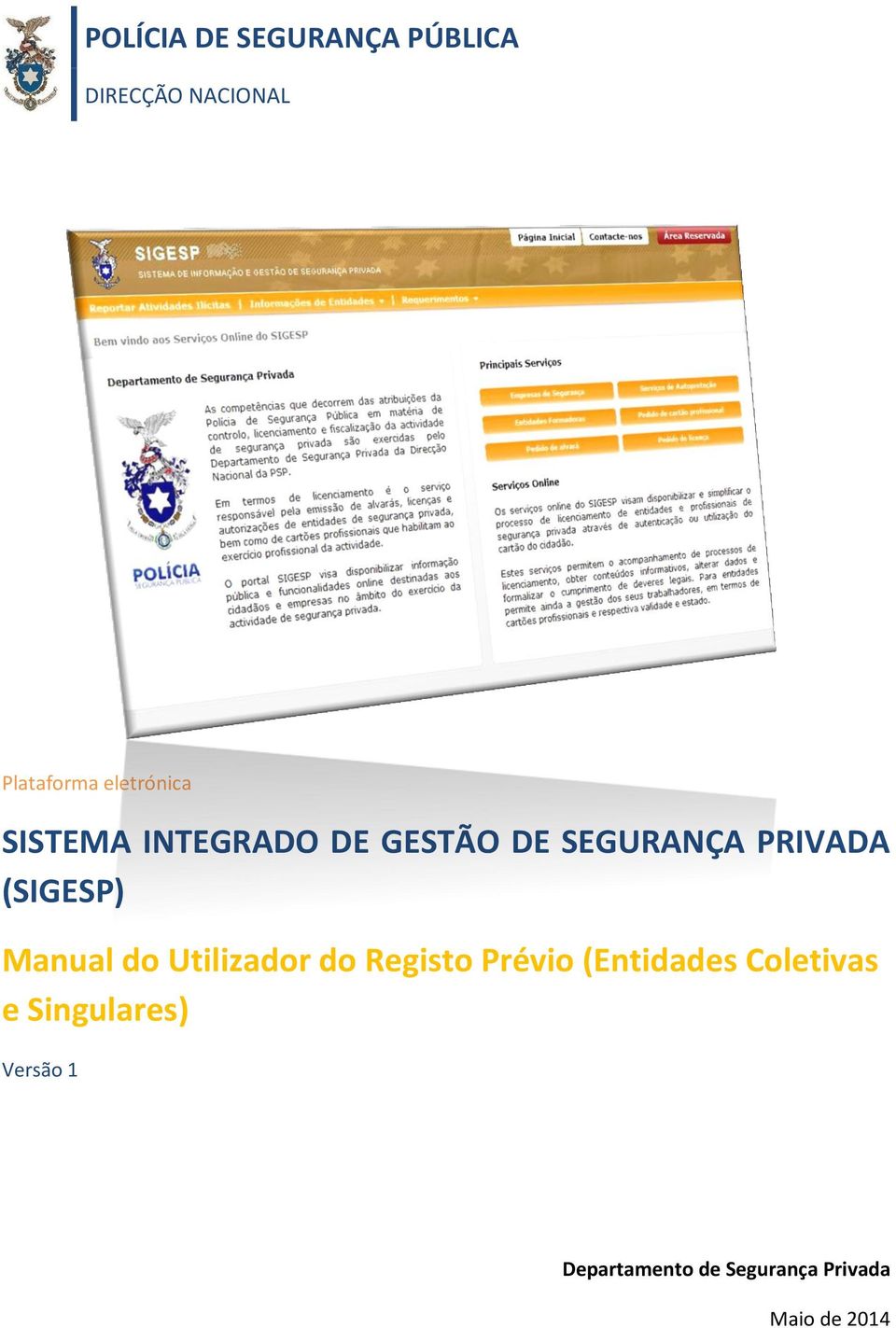 (SIGESP) Manual do Utilizador do Registo Prévio (Entidades