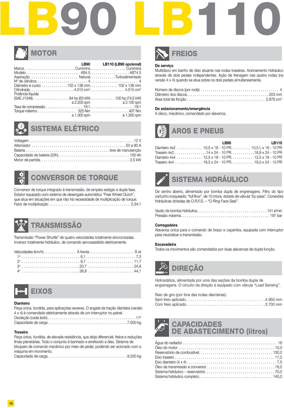 ..407 Nm a 1.300 rpm a 1.300 rpm SISTEMA ELÉTRICO Voltagem...12 V Alternador...50 a 90 A Bateria...livre de manutenção Capacidade da bateria (20h)...100 Ah Motor de partida.