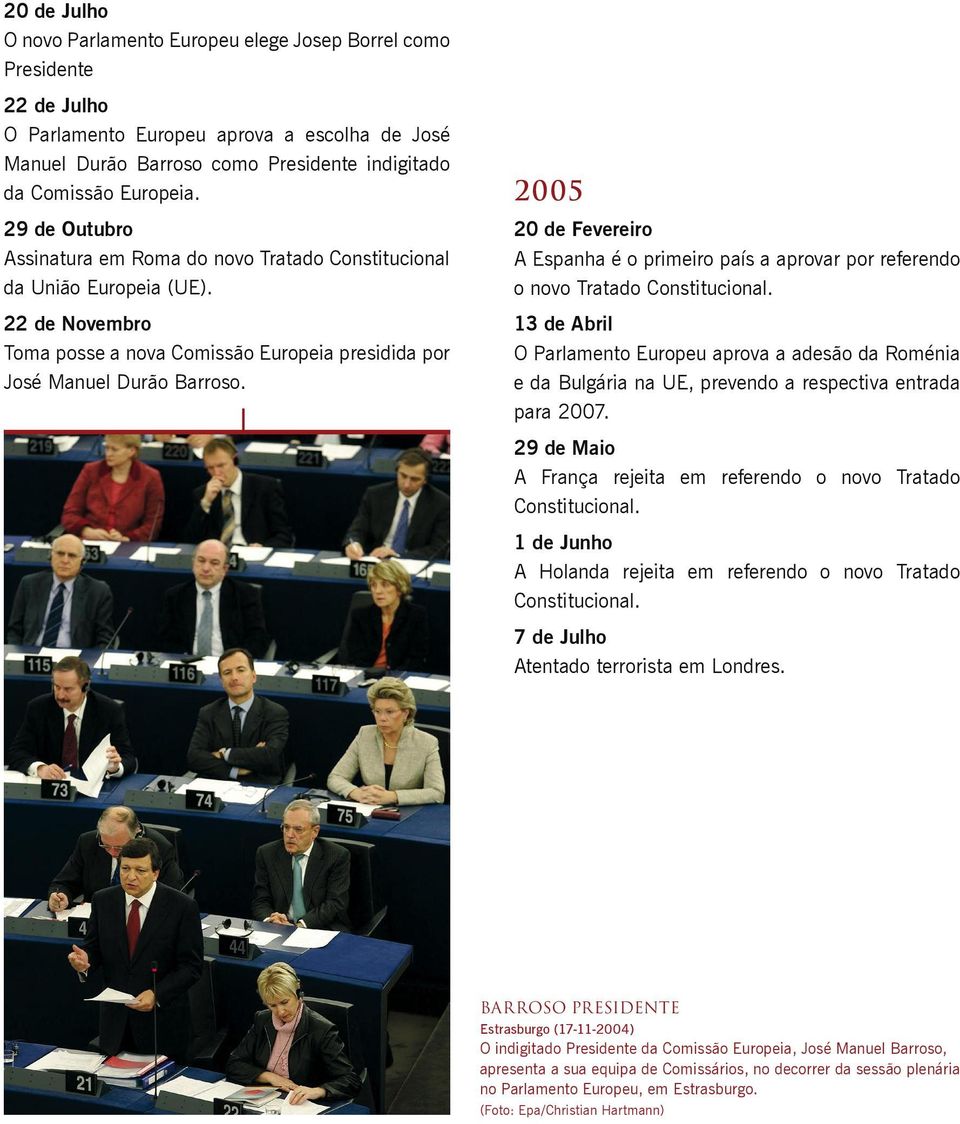 2005 20 de Fevereiro A Espanha é o primeiro país a aprovar por referendo o novo Tratado Constitucional.