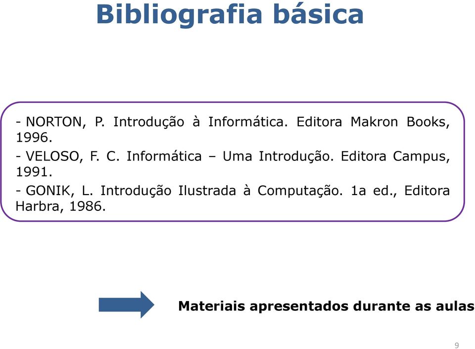 Informática Uma Introdução. Editora Campus, 1991. - GONIK, L.