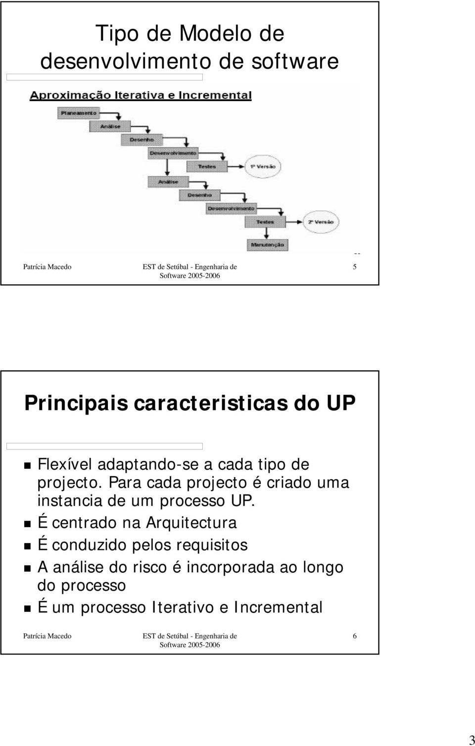 Para cada projecto é criado uma instancia de um processo UP.