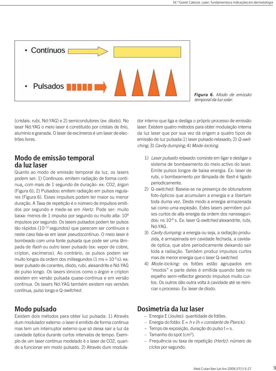 Modo de emissão temporal da luz laser Quanto ao modo de emissão temporal da luz, os lasers podem ser: 1) Contínuos: emitem radiação de forma contínua, com mais de 1 segundo de duração: ex: CO2, árgon