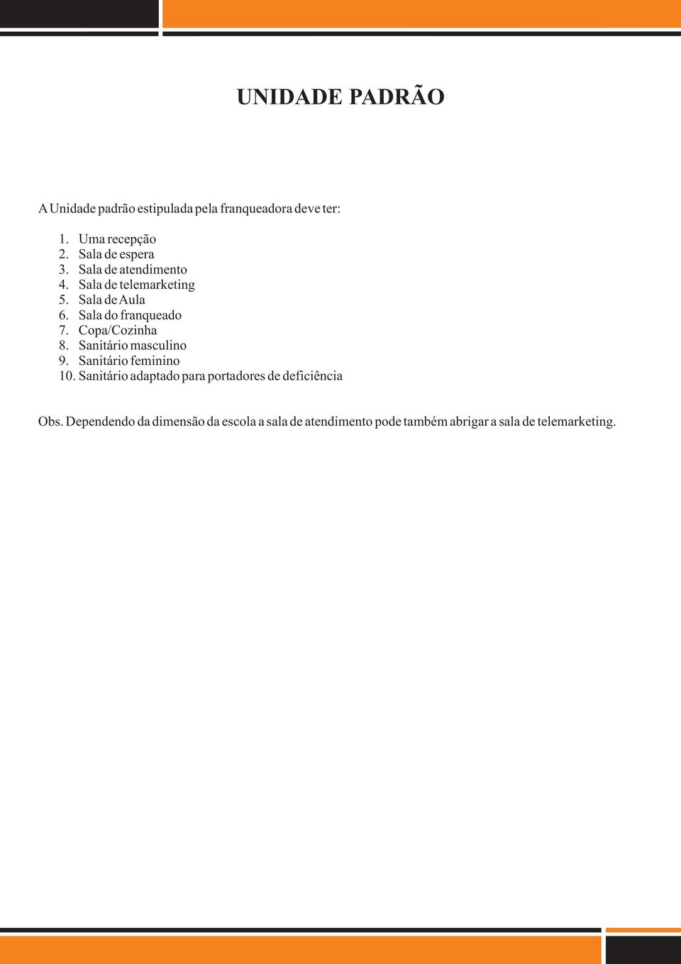 Copa/Cozinha 8. Sanitário masculino 9. Sanitário feminino 10.