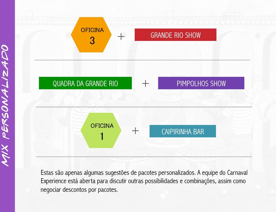 + CAIPIRINHA BAR Estas são apenas algumas sugestões de pacotes