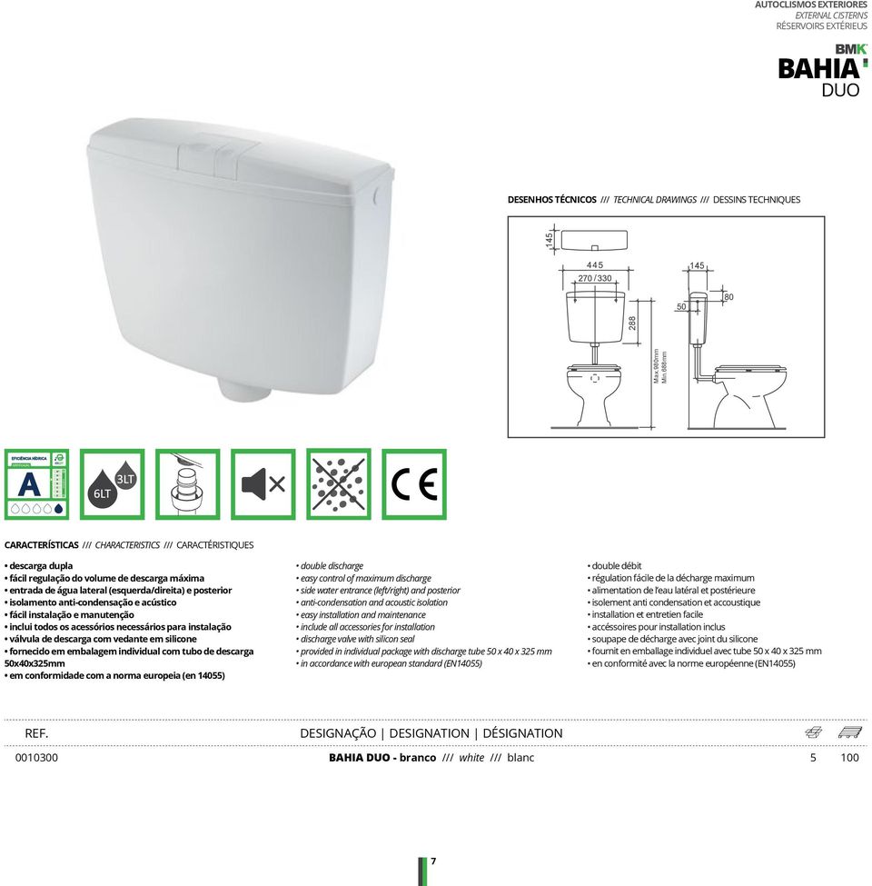 anti-condensação e acústico fácil instalação e manutenção inclui todos os acessórios necessários para instalação válvula de descarga com vedante em silicone fornecido em embalagem individual com tubo